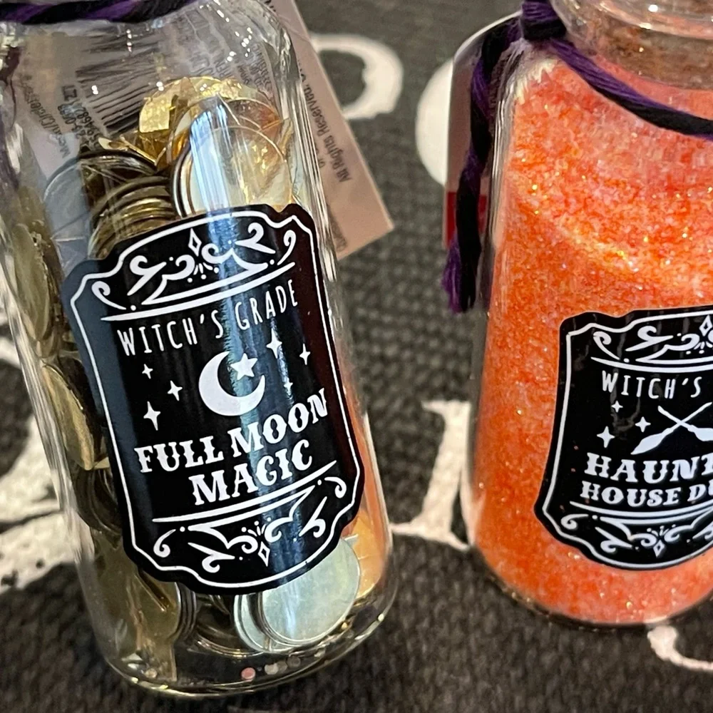 7x Target Mini Halloween Glass Potion Bottles - full set